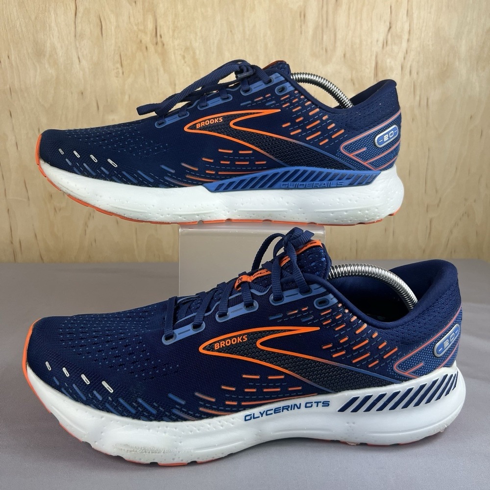 Brooks Men Size 13 Glycerin GTS 20 Blue Orange Running Shoes 1103831D444